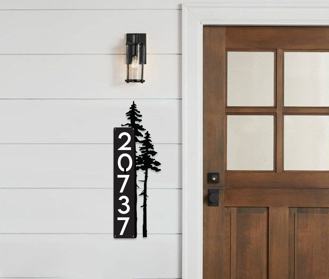 Vertical Trees Address Sign