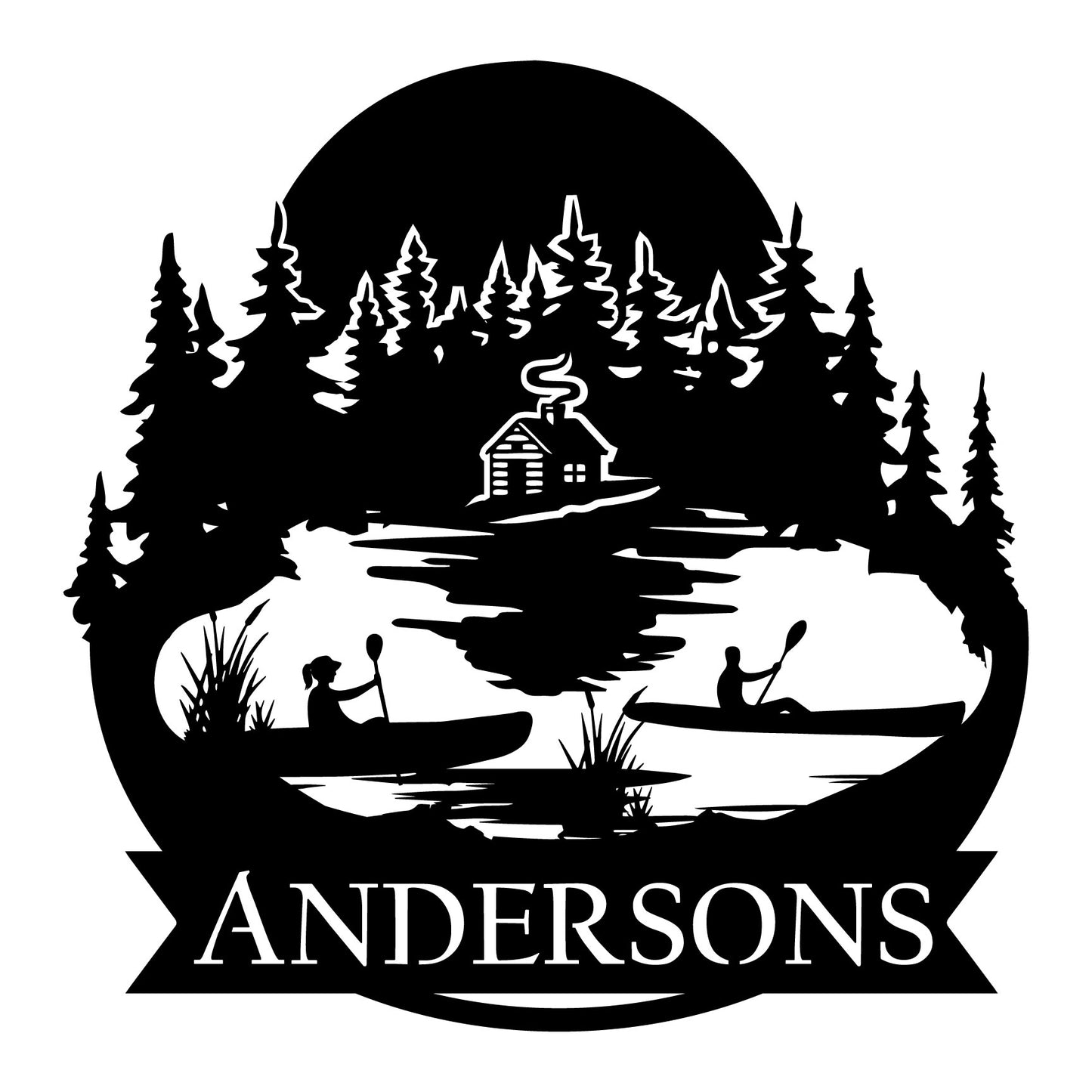 Monogram of a Cabin & Kayaks